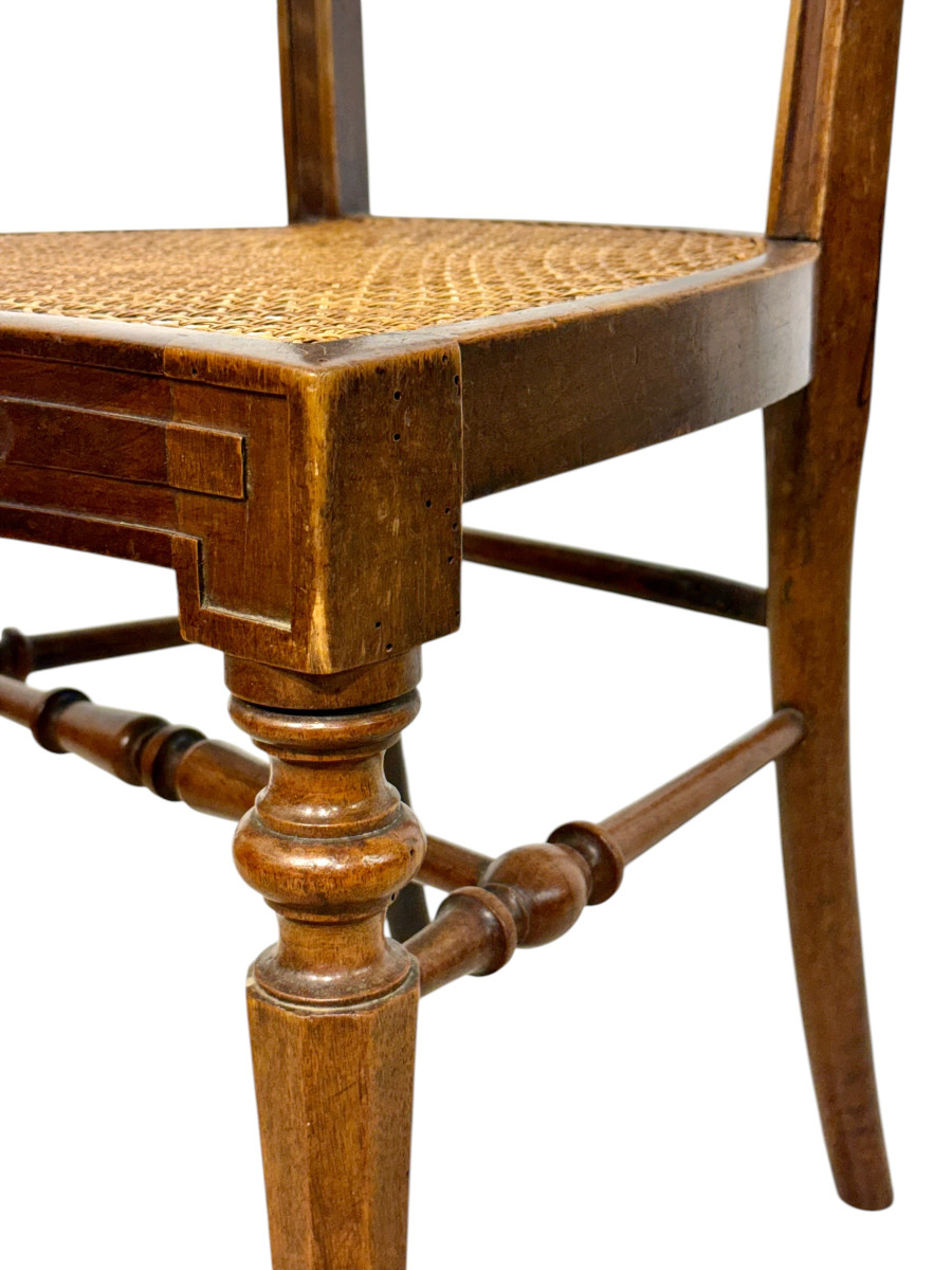 Ensemble de huit chaises françaises en noyer canné, fin du XIXe siècle-photo-5