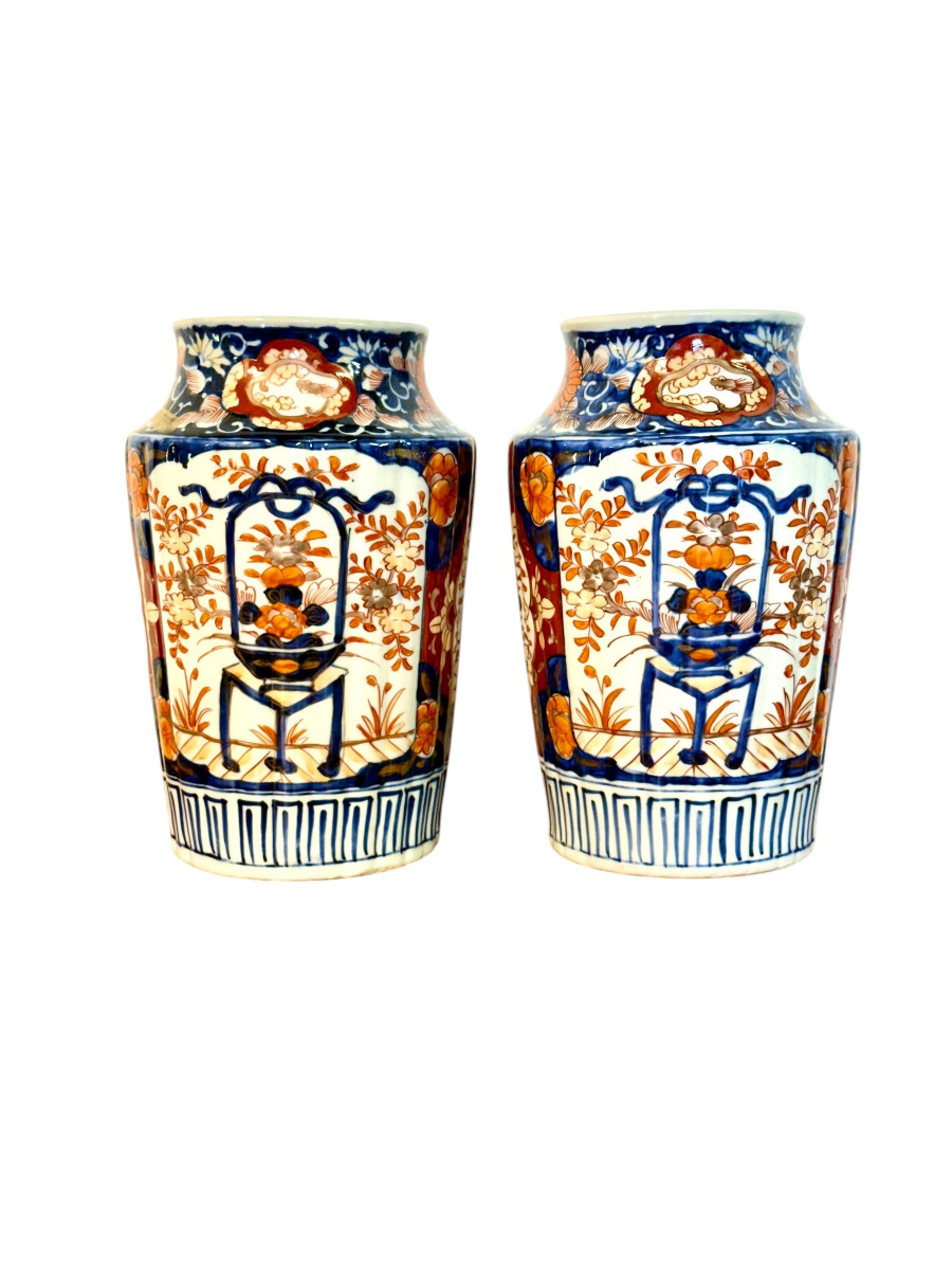 Pair Of 19th Century Japanese Imari Porcelain Vases