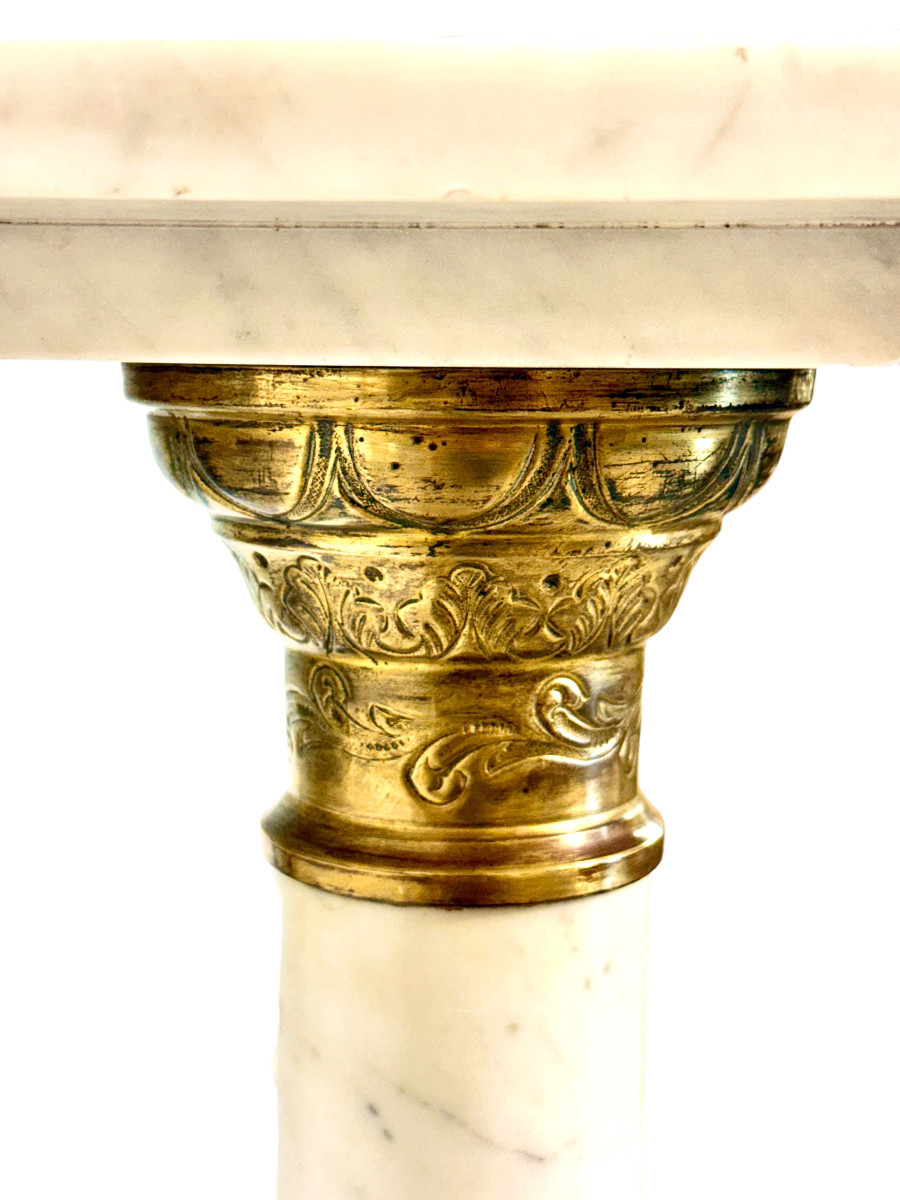 French Marble And Gilt Bronze Pedestal Column, 19th Century-photo-2