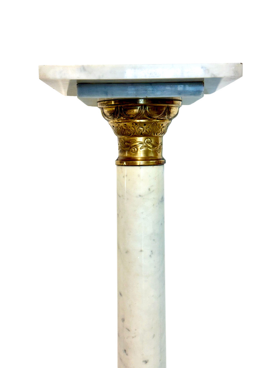 French Marble And Gilt Bronze Pedestal Column, 19th Century-photo-3
