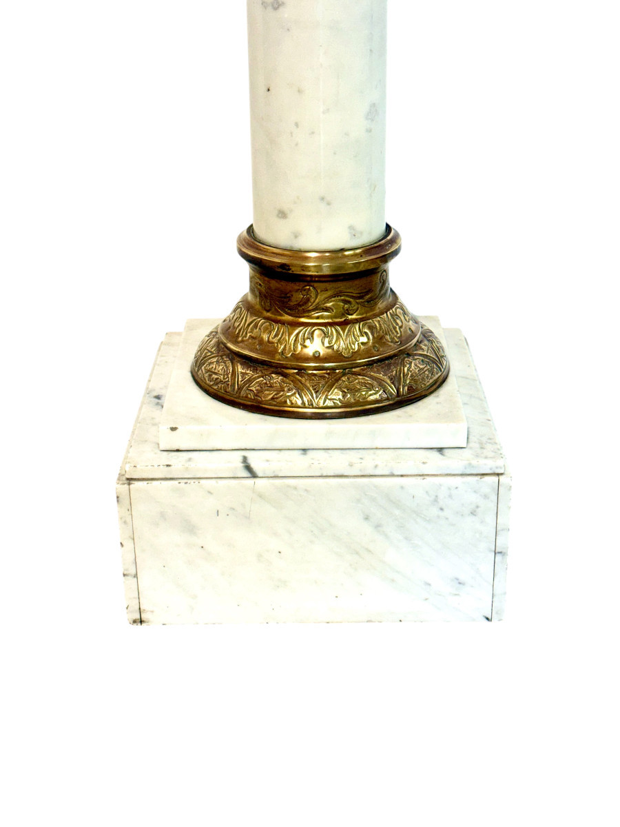 French Marble And Gilt Bronze Pedestal Column, 19th Century-photo-7