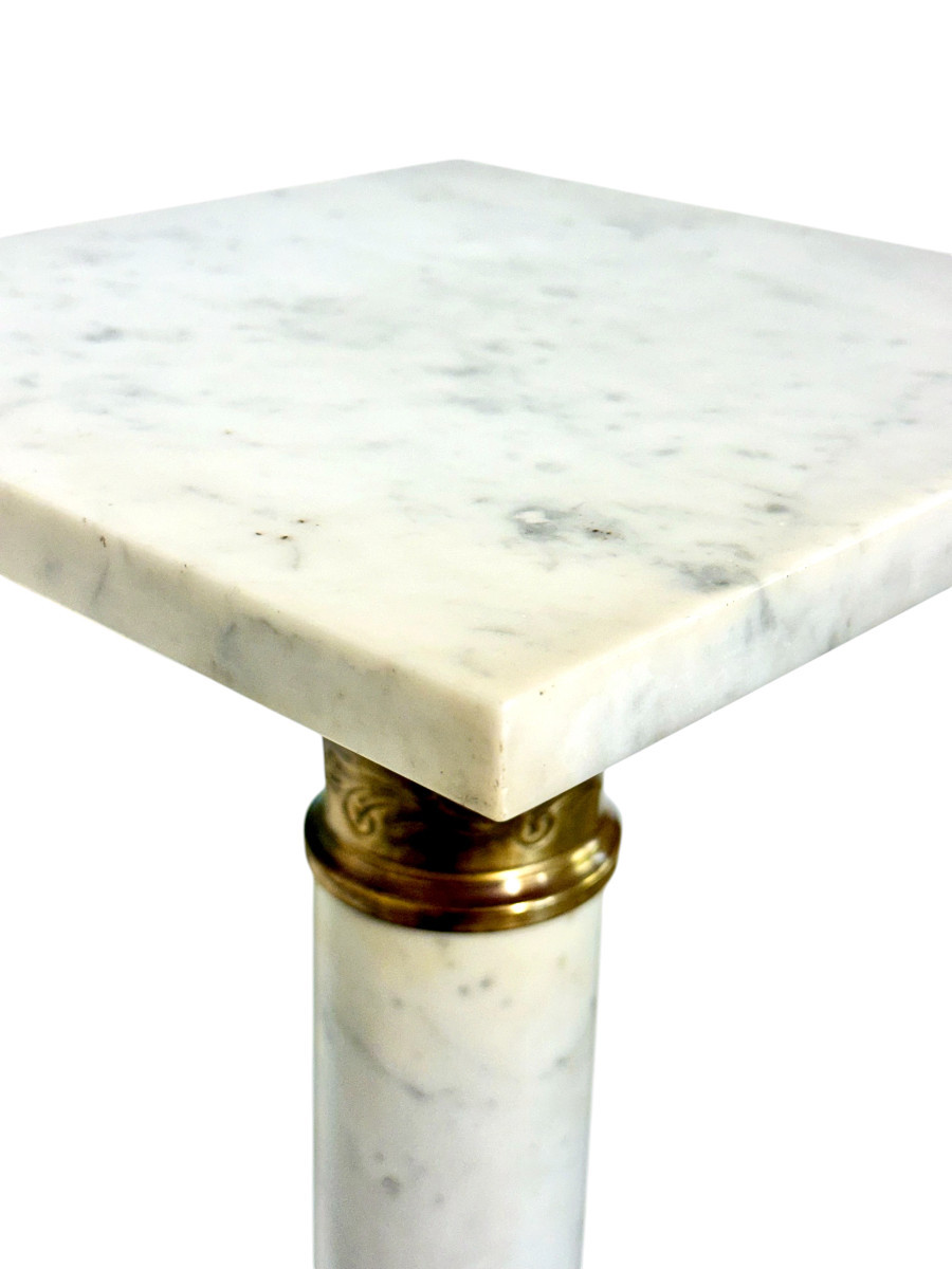 French Marble And Gilt Bronze Pedestal Column, 19th Century-photo-8