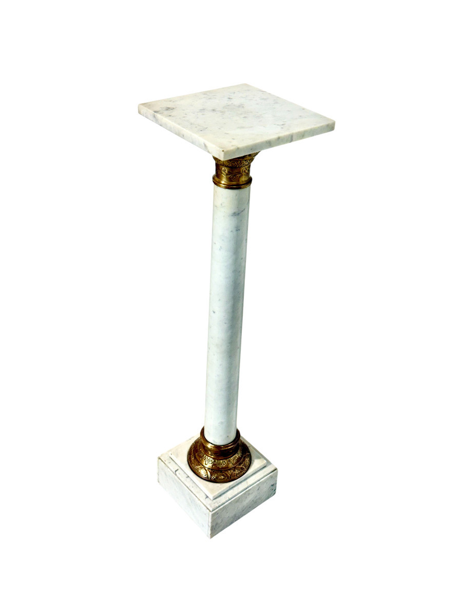 French Marble And Gilt Bronze Pedestal Column, 19th Century