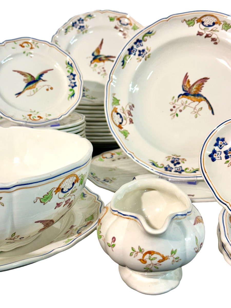 46-pieces French Faience Dinner Service, "cléry"  By Moustiers-photo-3
