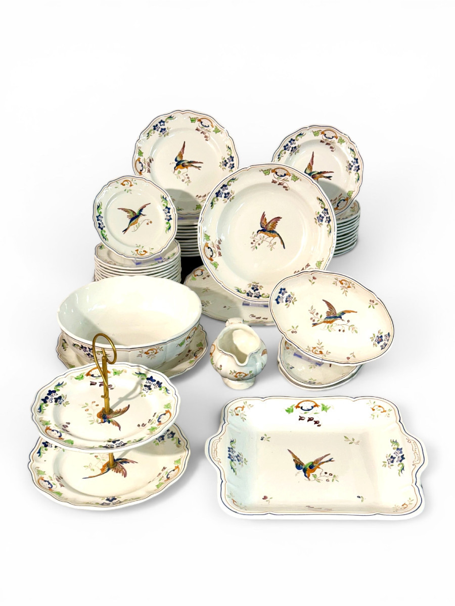 46-pieces French Faience Dinner Service, "cléry"  By Moustiers-photo-8