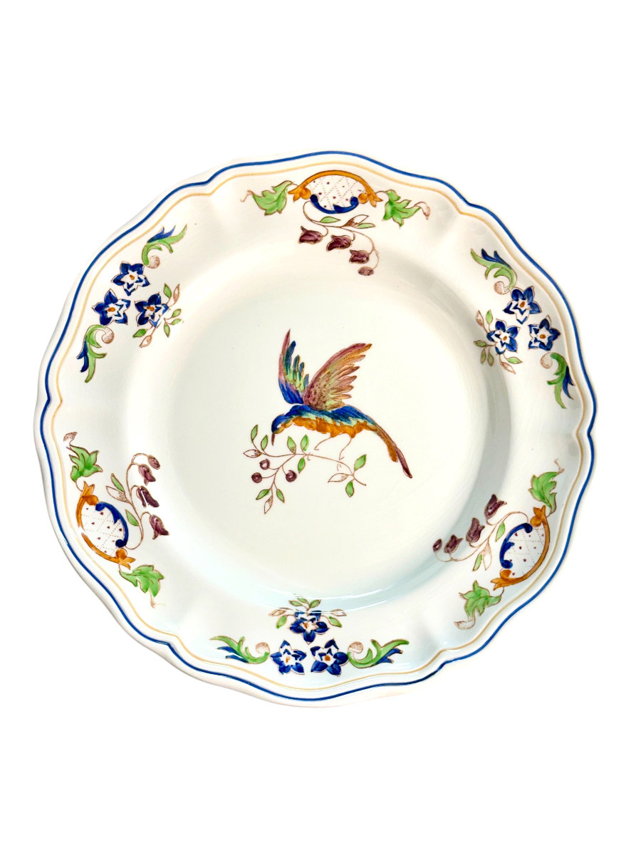Ensemble de 12 assiettes en faïence peintes à la main Moustiers « Cléry »-photo-4