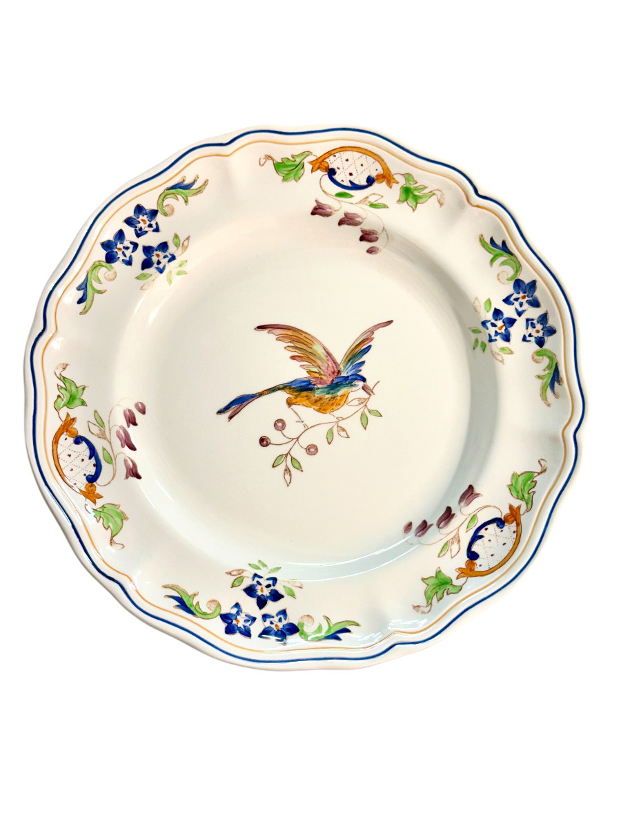 Ensemble de 12 assiettes en faïence peintes à la main Moustiers « Cléry »-photo-3