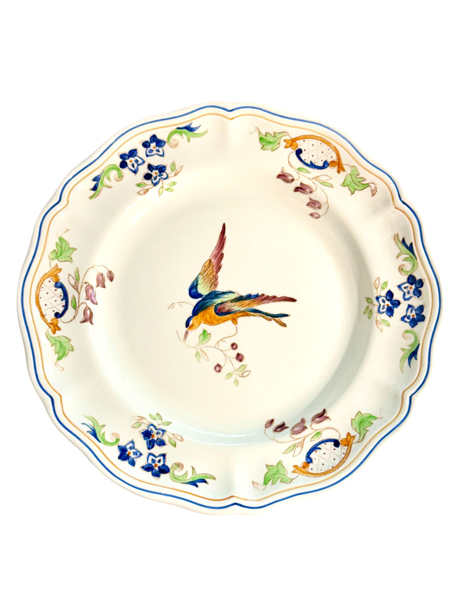 Ensemble de 12 assiettes en faïence peintes à la main Moustiers « Cléry »-photo-6