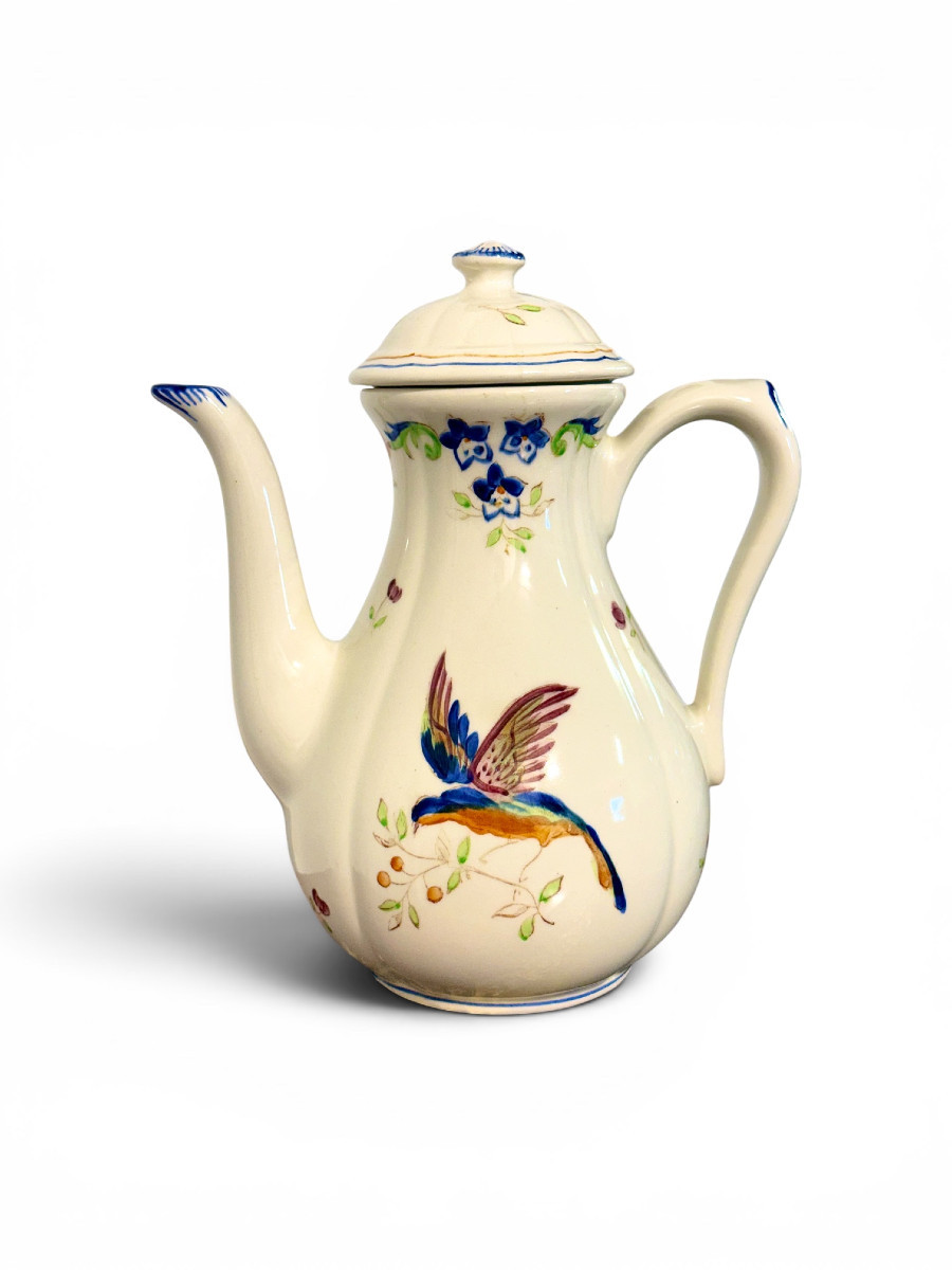 Moustiers " Cléry ", French Faience Hand-painted Tea / Coffee Service, 27 Pieces-photo-4