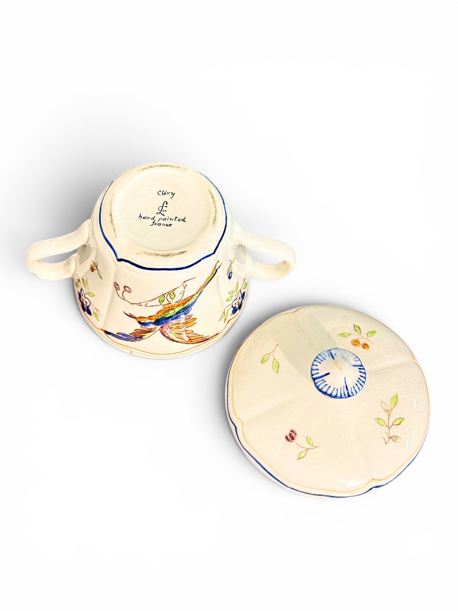 Moustiers " Cléry ", French Faience Hand-painted Tea / Coffee Service, 27 Pieces-photo-4