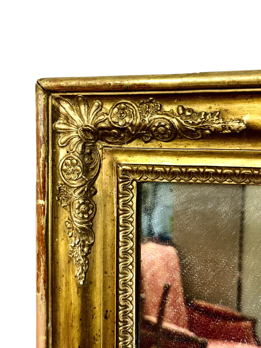 French Restoration Giltwood Mirror With Mercury Glass, Circa 1830-photo-3