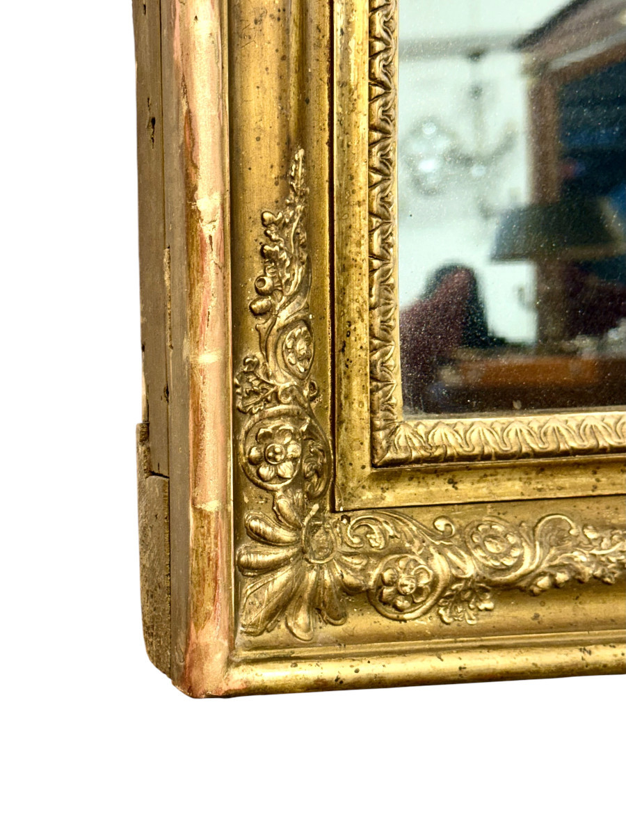 French Restoration Giltwood Mirror With Mercury Glass, Circa 1830-photo-1