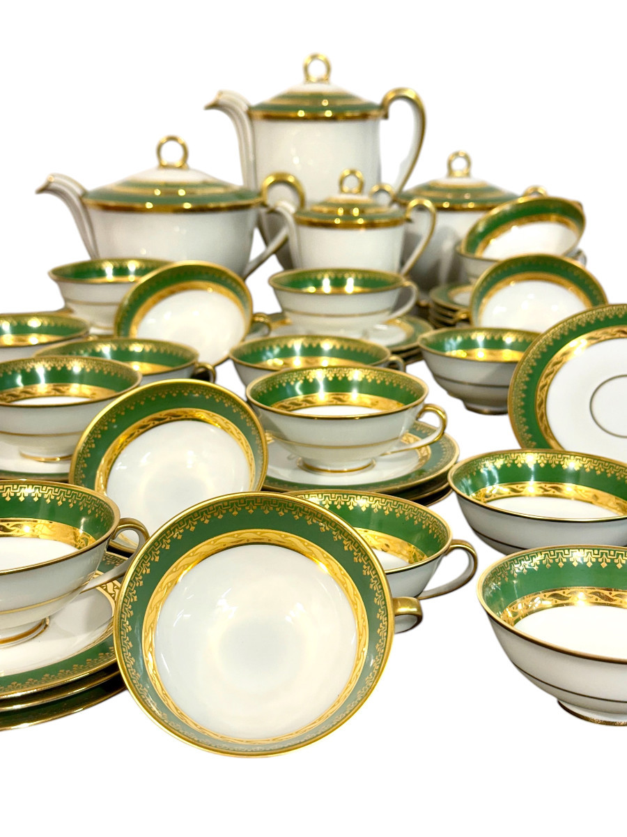 Art Deco Limoges "unic" Porcelain Tea & Coffee Service, 44 Pieces-photo-2