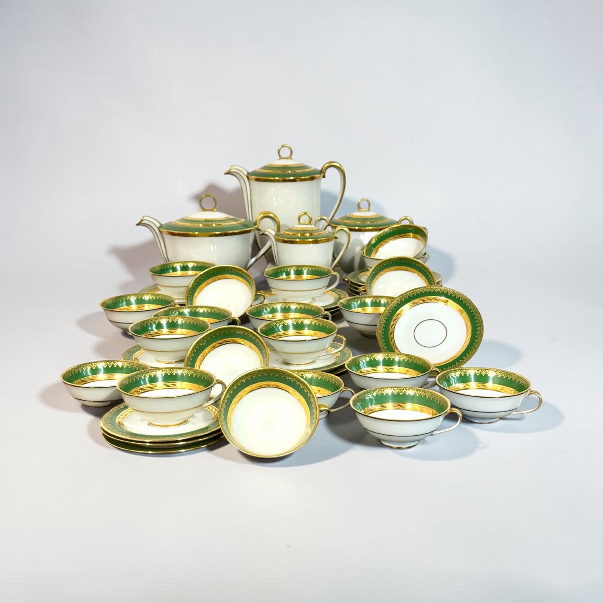 Art Deco Limoges "unic" Porcelain Tea & Coffee Service, 44 Pieces-photo-8