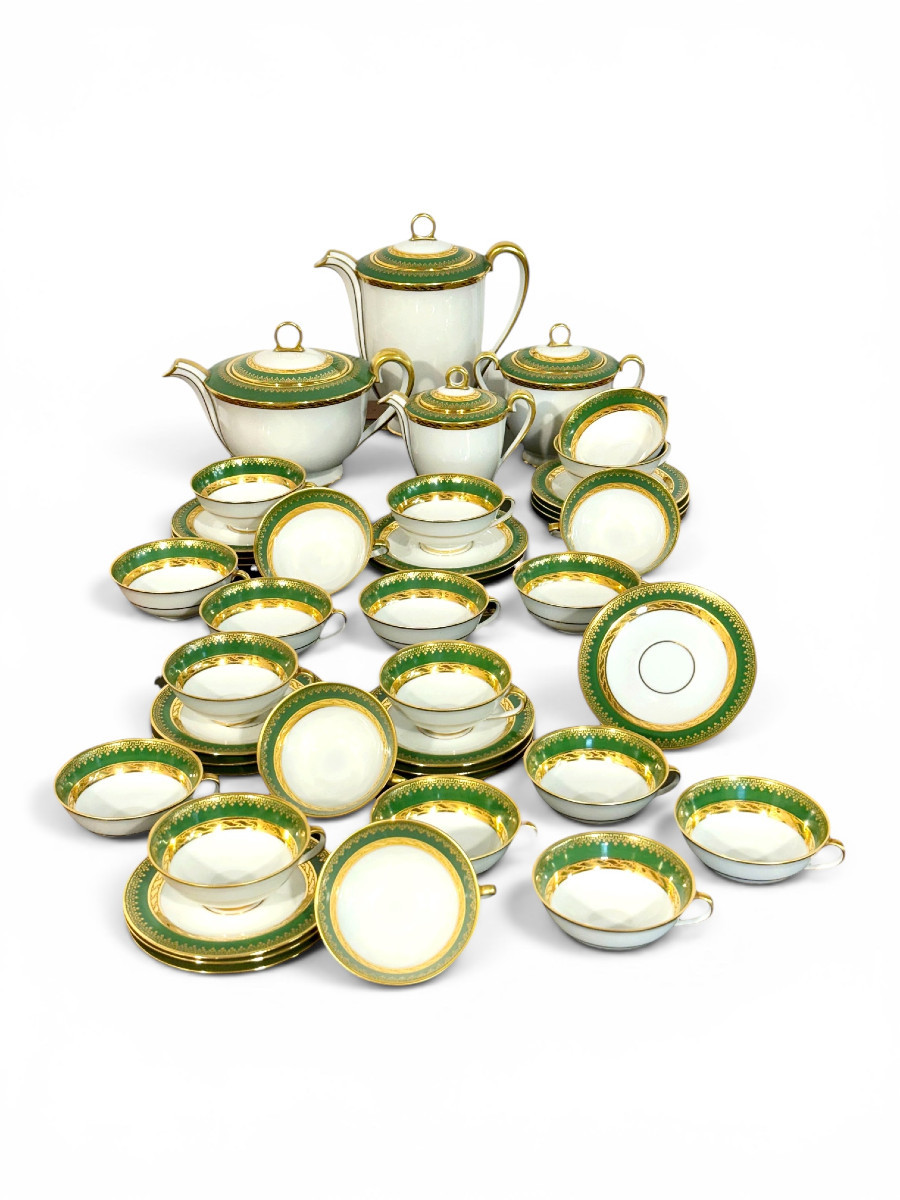 Art Deco Limoges "unic" Porcelain Tea & Coffee Service, 44 Pieces-photo-1