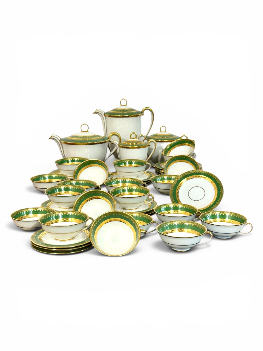 Art Deco Limoges "unic" Porcelain Tea & Coffee Service, 44 Pieces