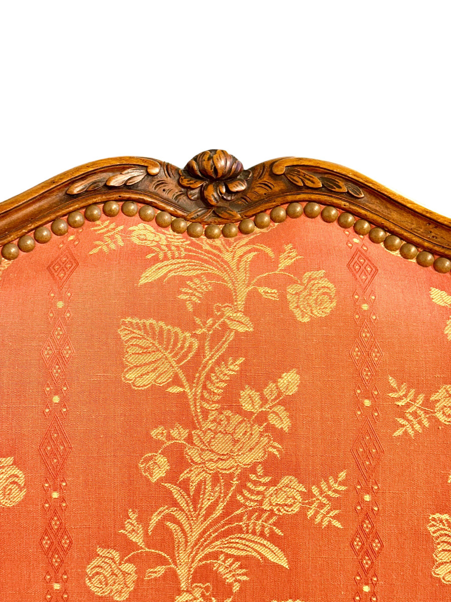 Paire de fauteuils bergères en noyer de style Louis XV, XIXe siècle-photo-2