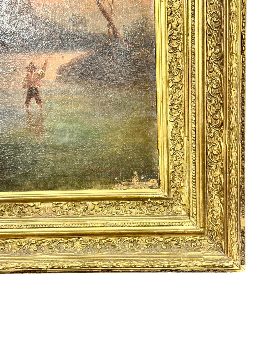 Huile sur Toile : paysage pastoral, fin du XIXe siècle, France, 1888-photo-4