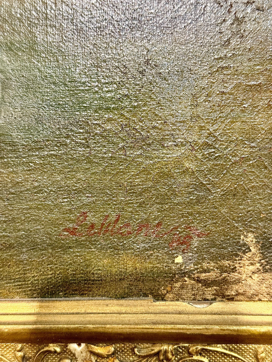 Huile sur Toile : paysage pastoral, fin du XIXe siècle, France, 1888-photo-6