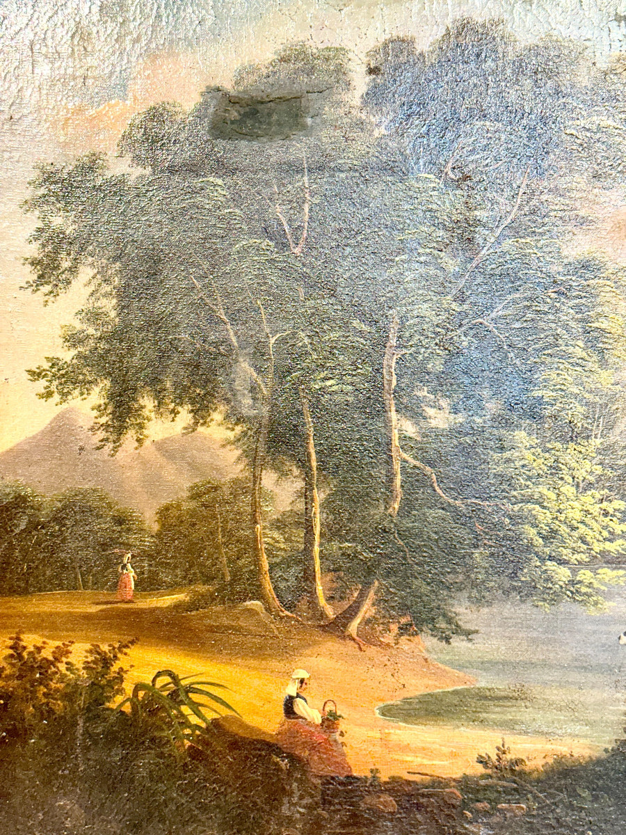 Huile sur Toile : paysage pastoral, fin du XIXe siècle, France, 1888-photo-2