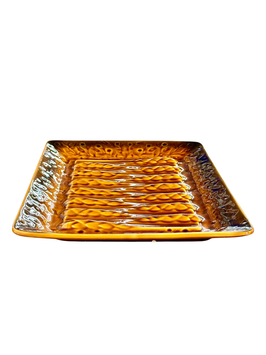 20th Century Sarreguemines Majolica Asparagus Service Set-photo-1