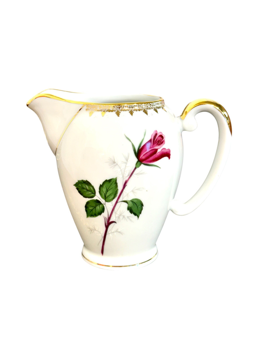 Service de table en porcelaine française à motif de rose, 45 pièces-photo-3