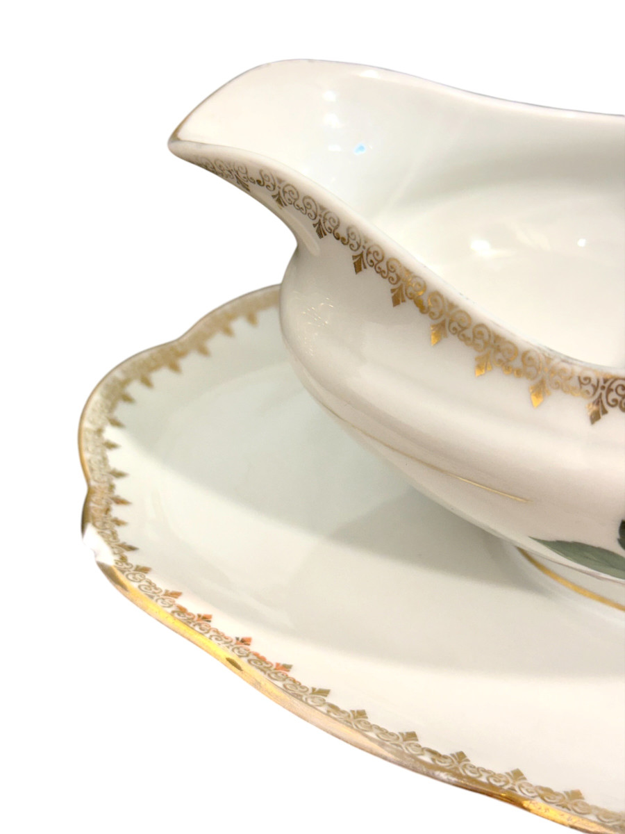 Service de table en porcelaine française à motif de rose, 45 pièces-photo-5