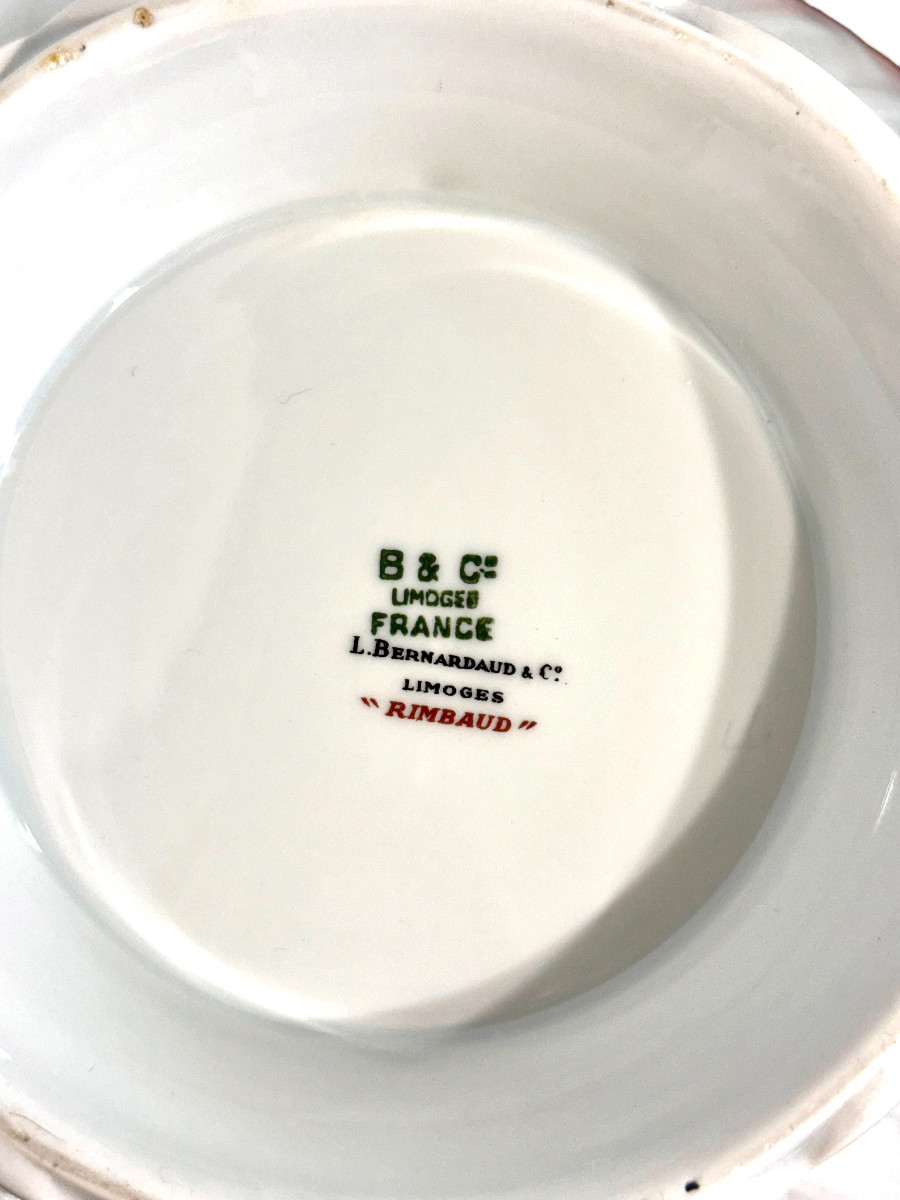Service en porcelaine fine dorée Bernardaud Limoges « Rimbaud » de 52 pièces-photo-3