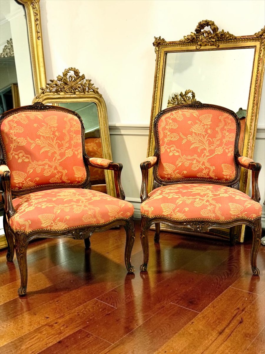Paire de fauteuils français en noyer de style Louis XV, vers 1880-photo-2