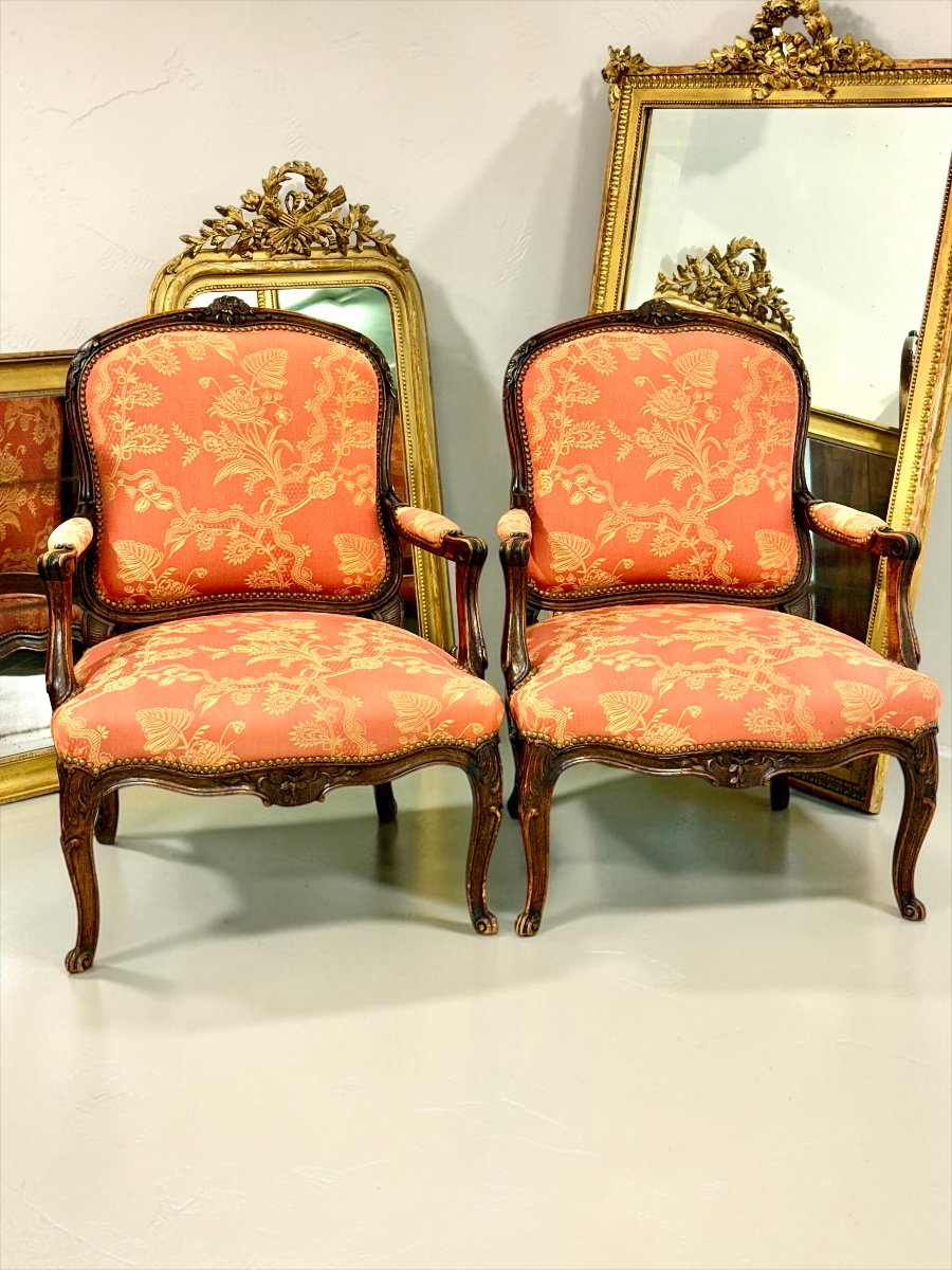 Paire de fauteuils français en noyer de style Louis XV, vers 1880-photo-3