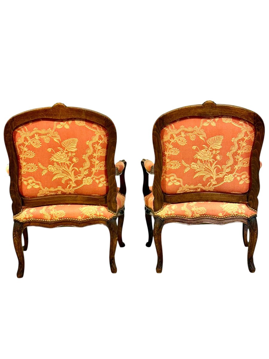 Paire de fauteuils français en noyer de style Louis XV, vers 1880-photo-5