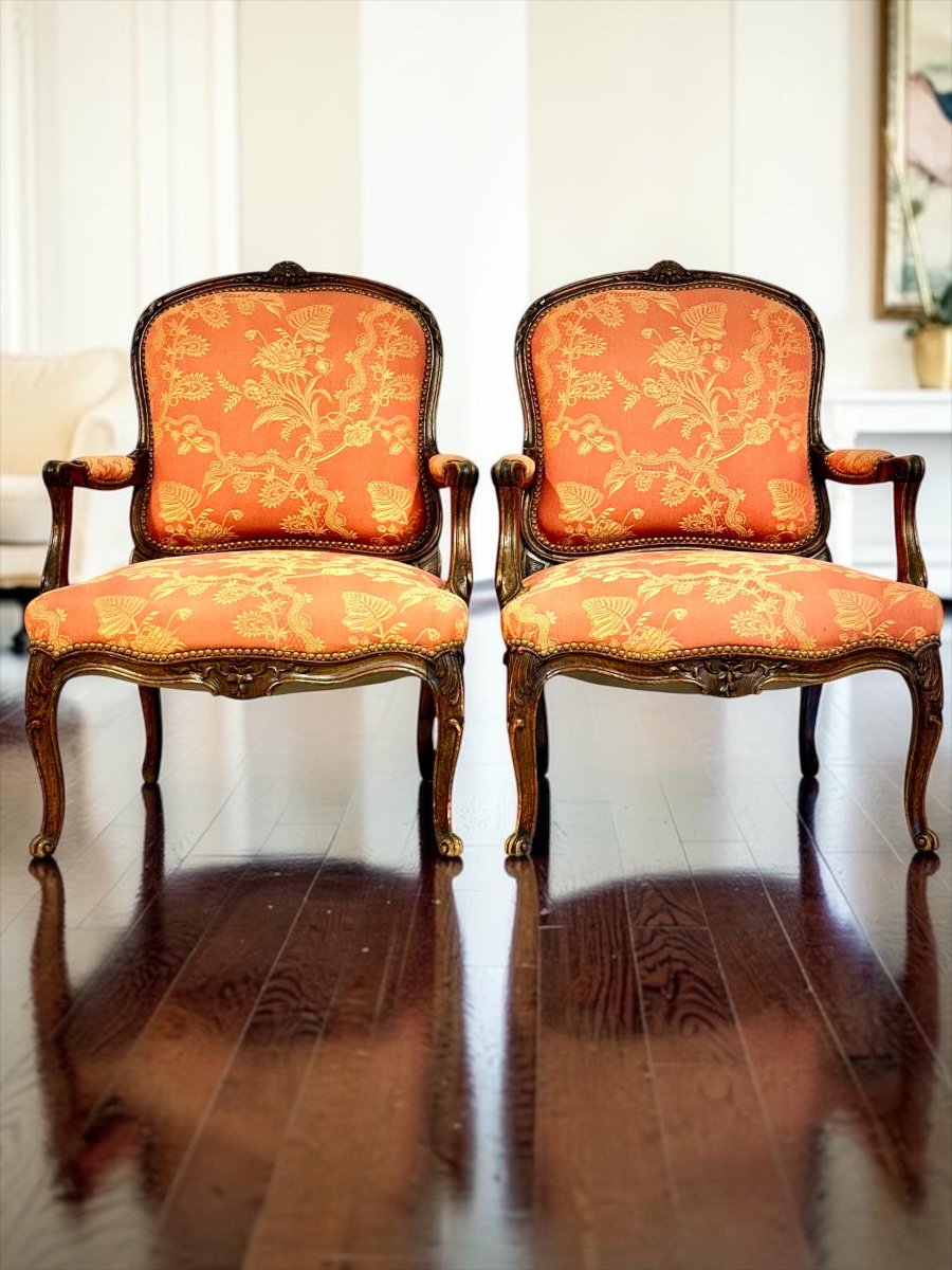 Paire de fauteuils français en noyer de style Louis XV, vers 1880-photo-8