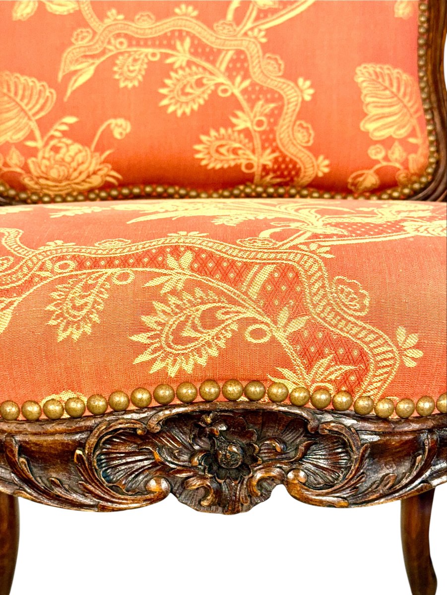 Paire de chaises d'appoint en noyer sculpté de style Louis XV, France, vers 1880-photo-2