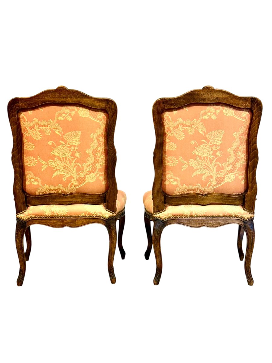 Paire de chaises d'appoint en noyer sculpté de style Louis XV, France, vers 1880-photo-3