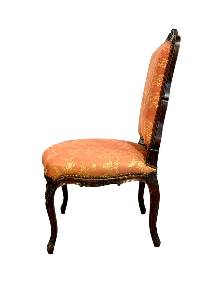 Paire de chaises d'appoint en noyer sculpté de style Louis XV, France, vers 1880-photo-6