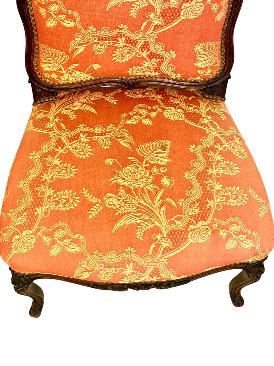 Paire de chaises d'appoint en noyer sculpté de style Louis XV, France, vers 1880-photo-7