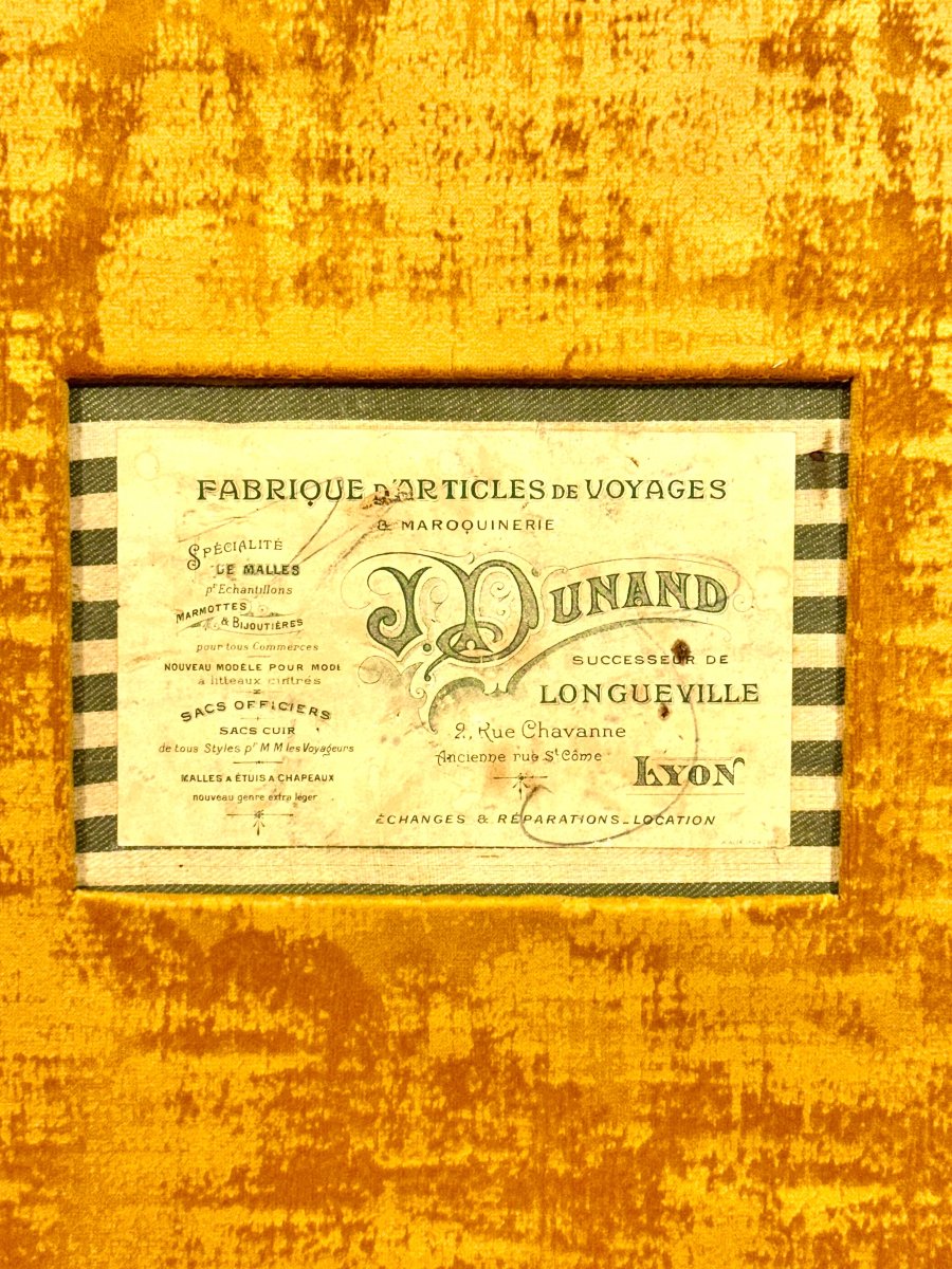 Malle de voyage française Belle Époque en toile noire et laiton, vers 1912-photo-5