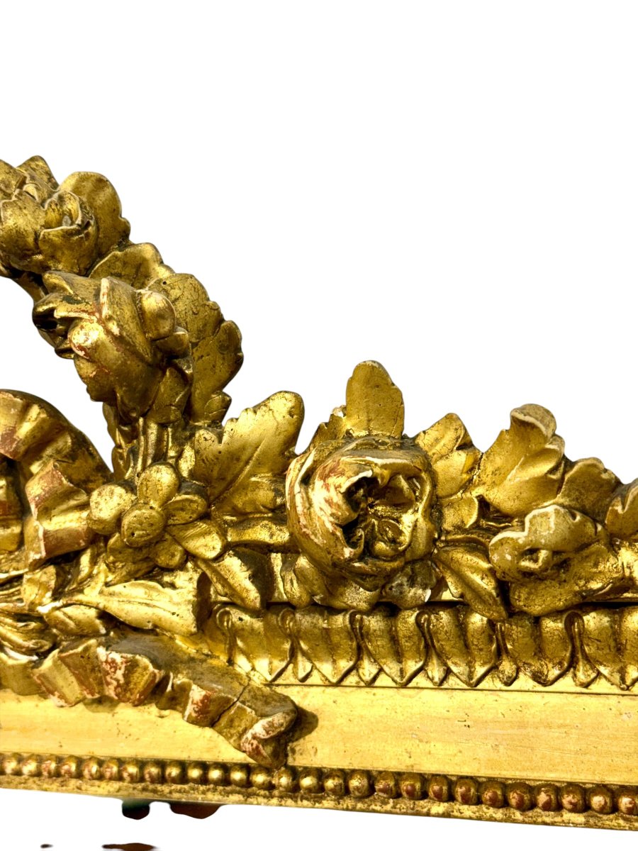 Grand Miroir Trumeau en Bois Doré de Style Louis XVI, vers 1890-photo-1