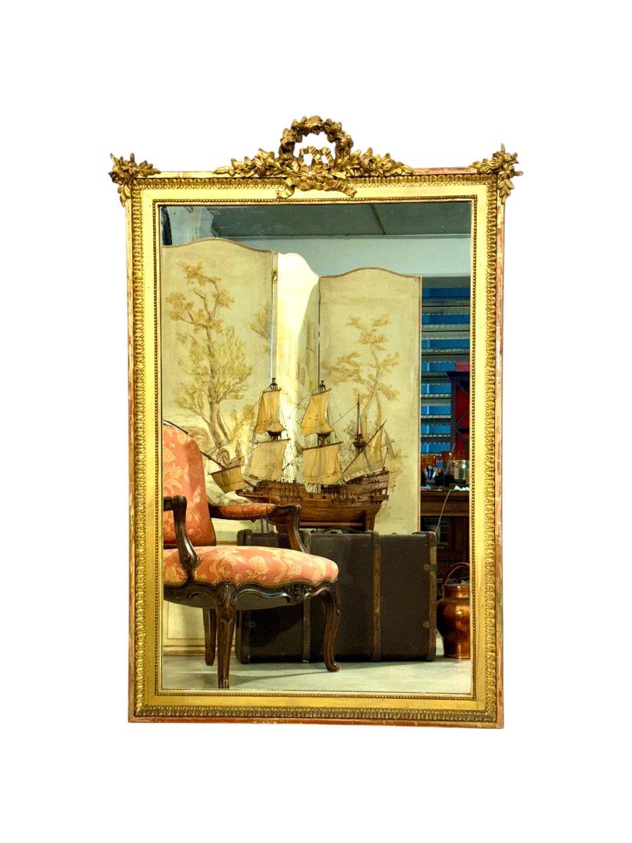 Grand Miroir Trumeau en Bois Doré de Style Louis XVI, vers 1890-photo-8