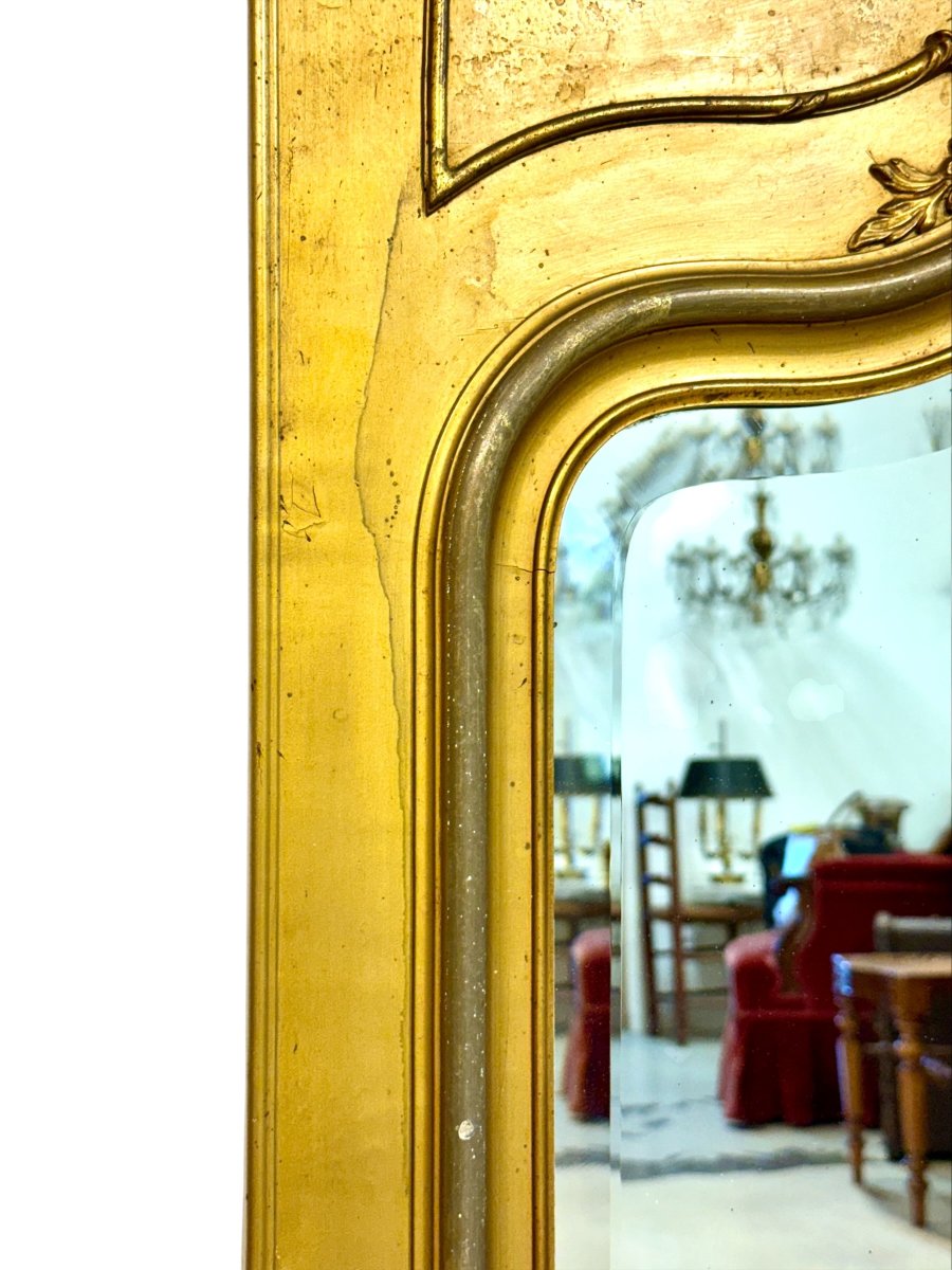 Miroir trumeau biseauté en bois doré de style Louis XV français, vers 1900-photo-3