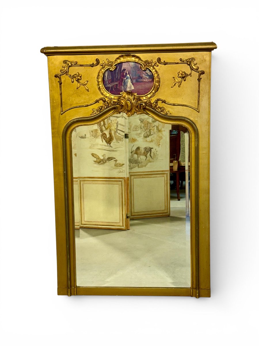 Miroir trumeau biseauté en bois doré de style Louis XV français, vers 1900-photo-8