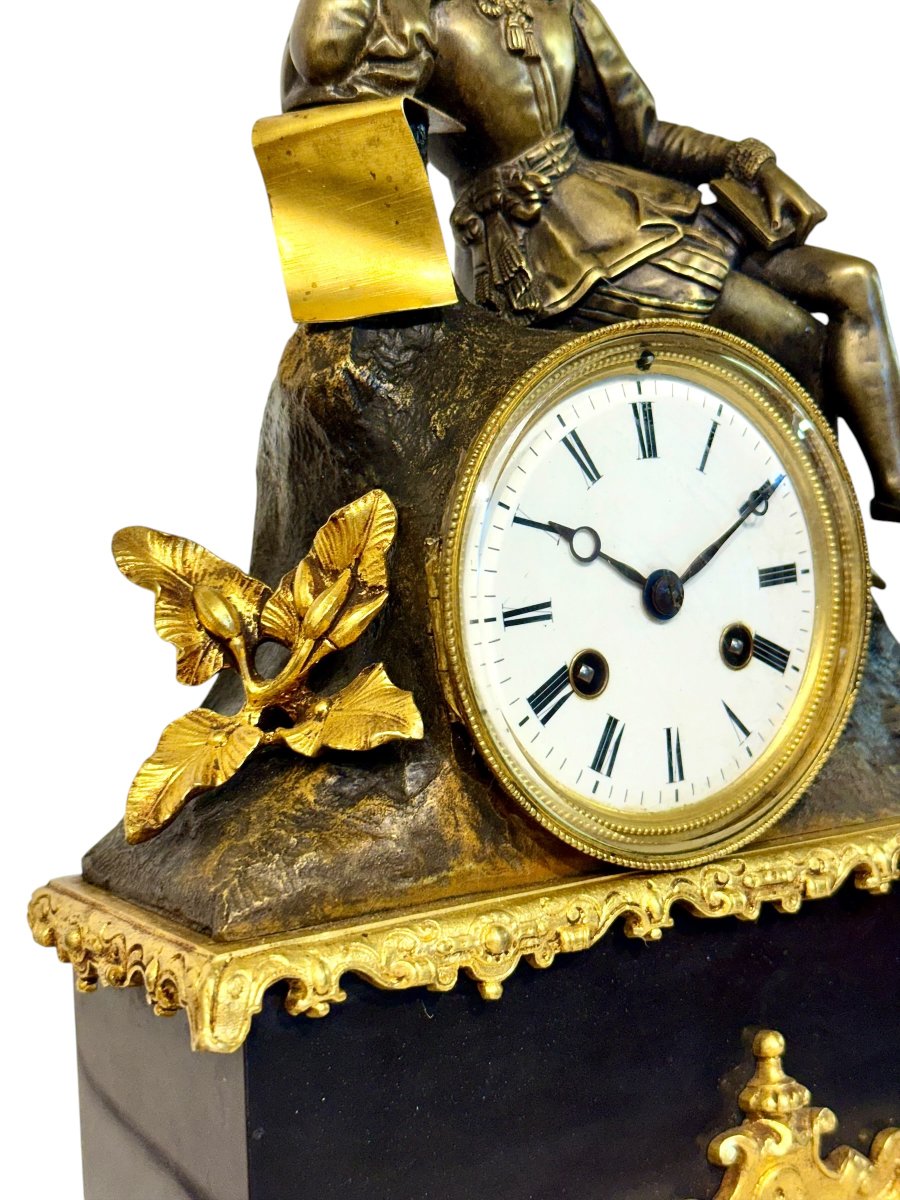 19th Century Decorative Gilt Bronze And Black Marble Clock-photo-3