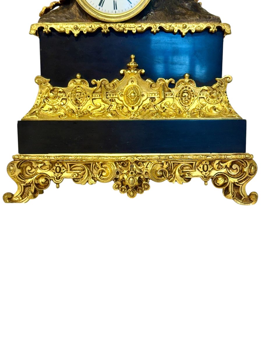 19th Century Decorative Gilt Bronze And Black Marble Clock-photo-4