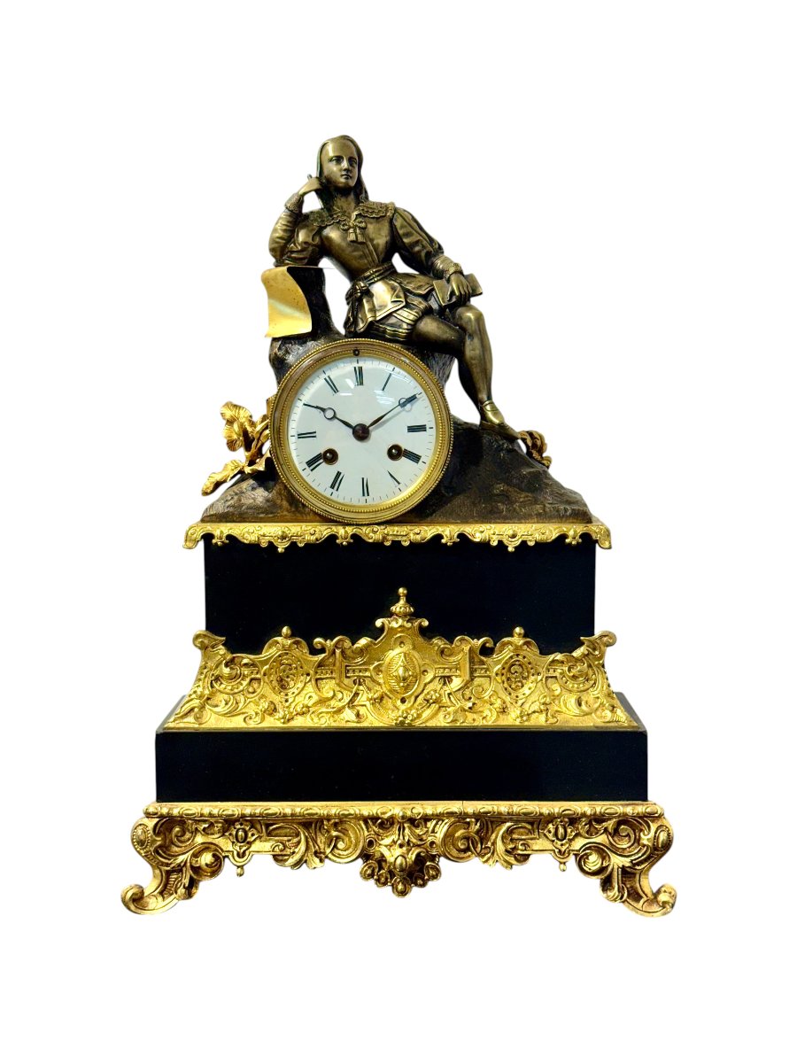 19th Century Decorative Gilt Bronze And Black Marble Clock-photo-8