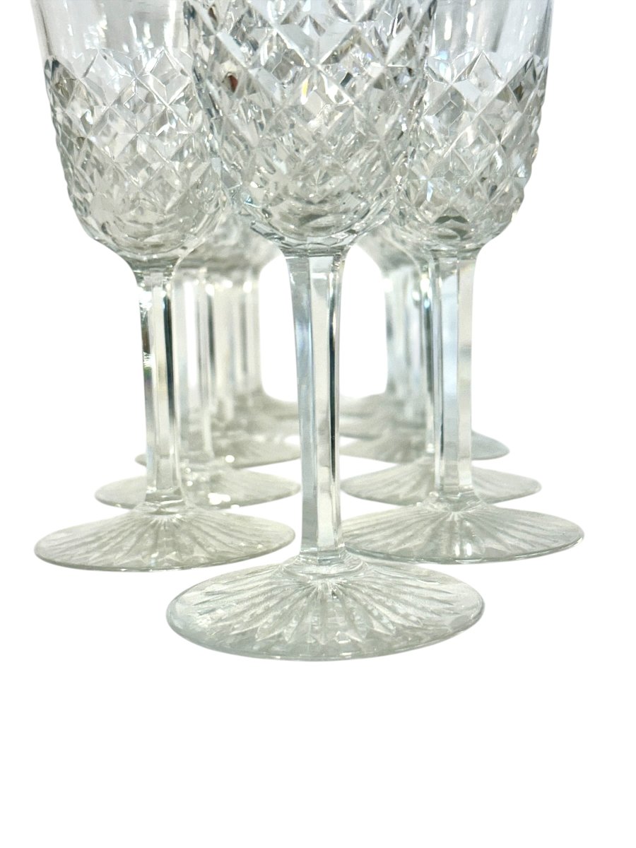 Set de 11 verres à vin en cristal Baccarat Modèle Burgos, vers 1940-photo-7