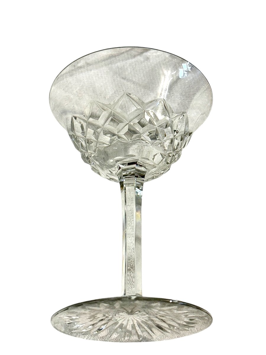Set de cinq coupes à Champagne en Cristal Baccarat Modèle " Burgos"-photo-4