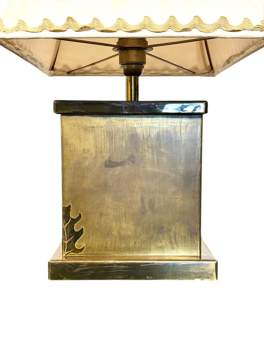 Gilt Brass Table Lamp With Finely Engraved Thistle Motif-photo-4