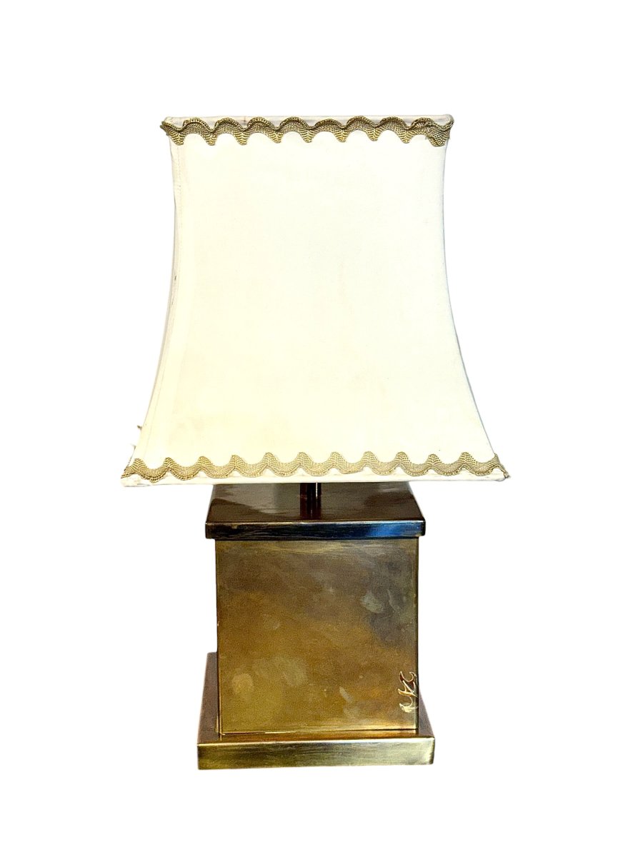 Gilt Brass Table Lamp With Finely Engraved Thistle Motif-photo-1
