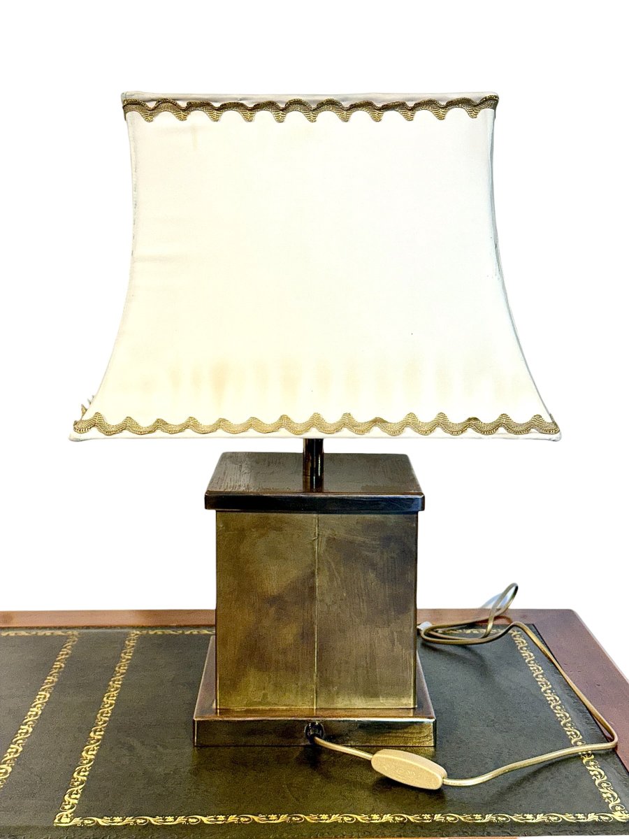 Gilt Brass Table Lamp With Finely Engraved Thistle Motif-photo-5