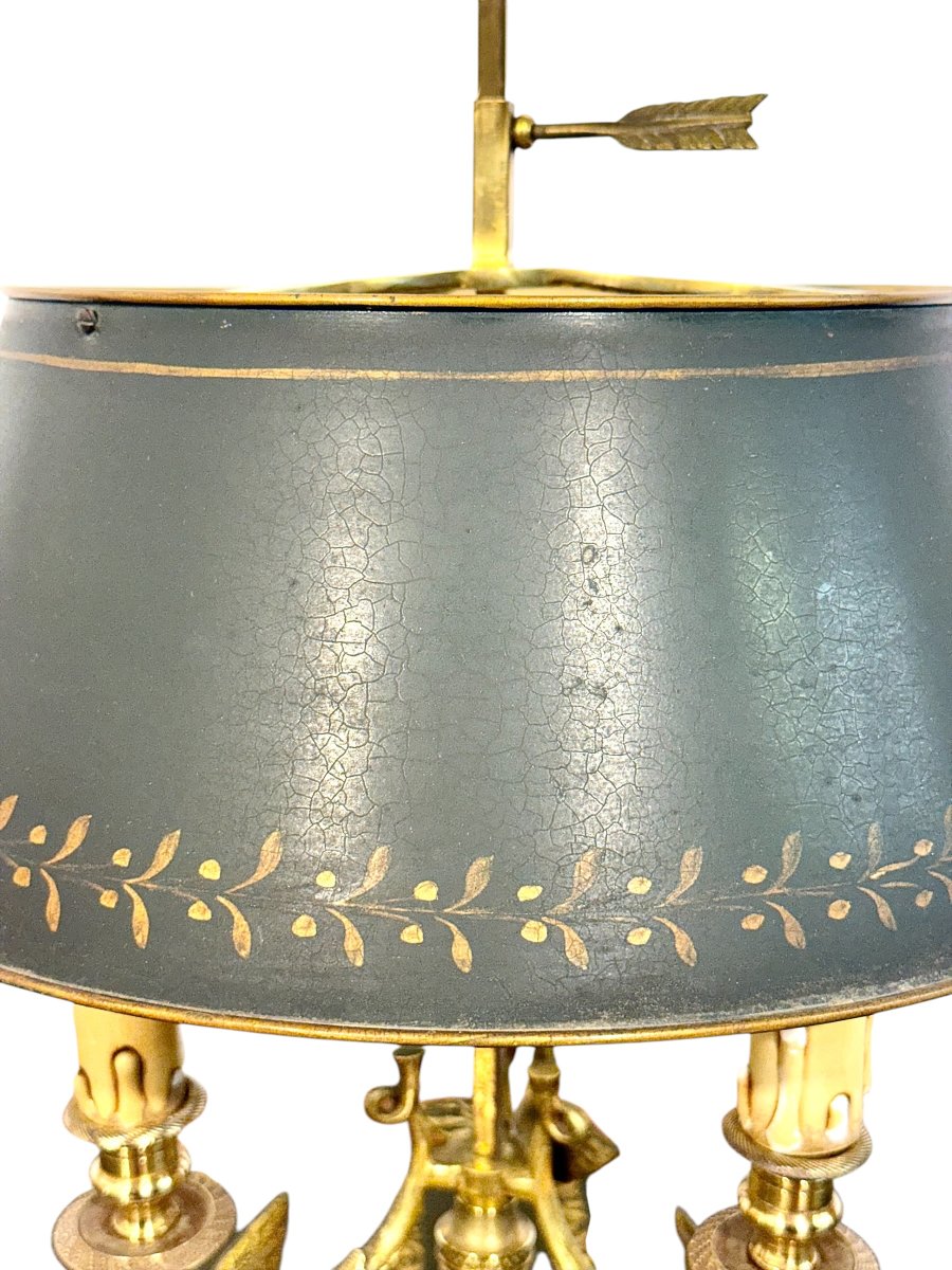 Lampe "Bouillotte" en Bronze de Style Empire à Motifs Cygnes, France 20ème Siècle-photo-3